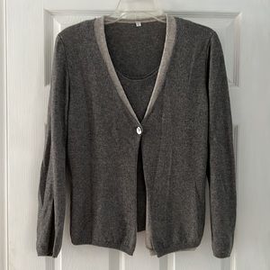 100% Andre Maurice Cashmere! Made in Italy unique Abalone shell button closure L